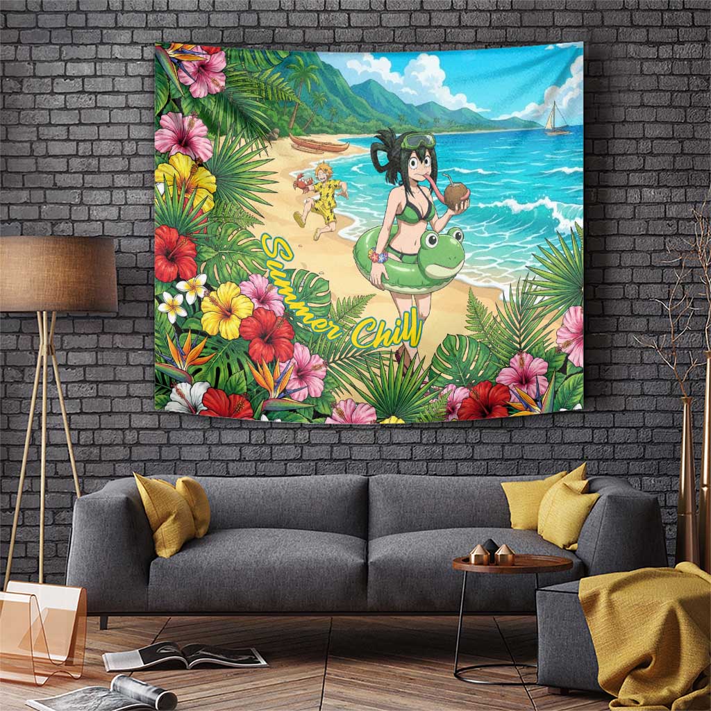 Tsuyu Asui Summer Chill Tapestry Tropical Anime Vacation Art