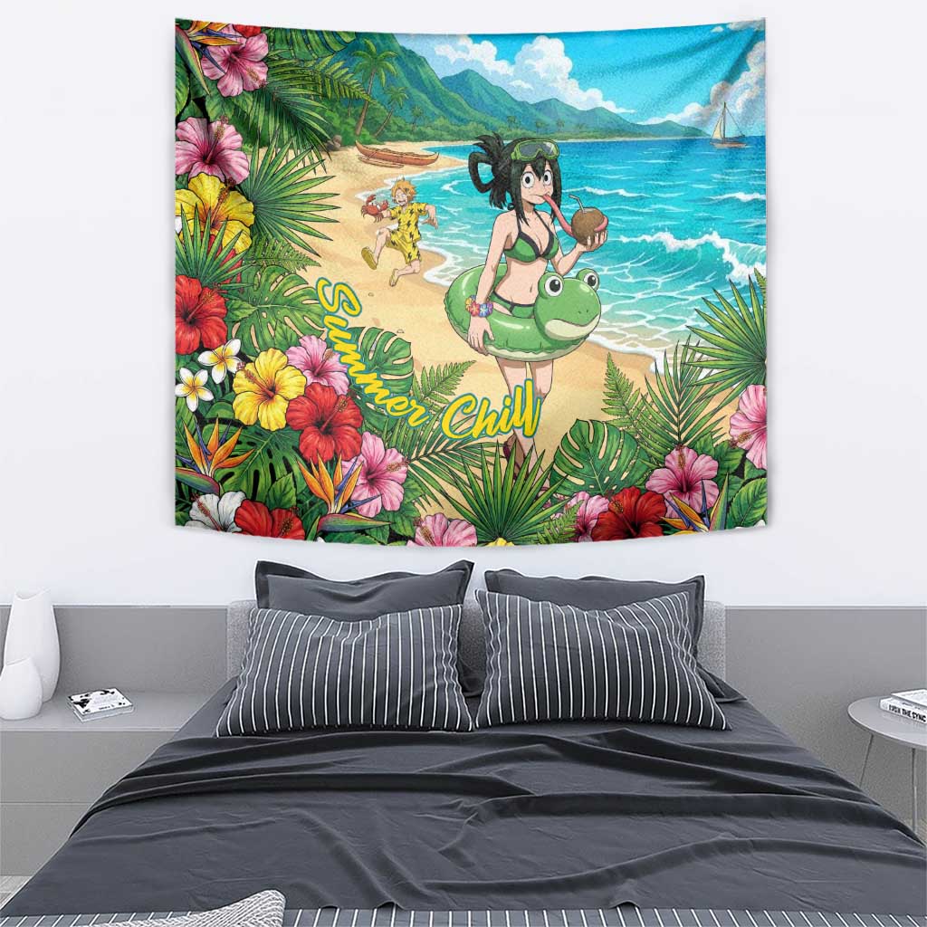 Tsuyu Asui Summer Chill Tapestry Tropical Anime Vacation Art