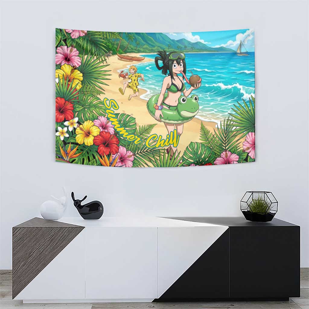 Tsuyu Asui Summer Chill Tapestry Tropical Anime Vacation Art