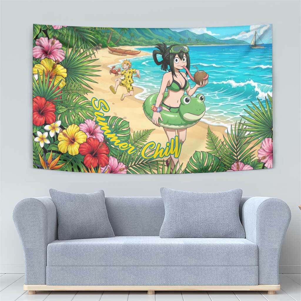 Tsuyu Asui Summer Chill Tapestry Tropical Anime Vacation Art