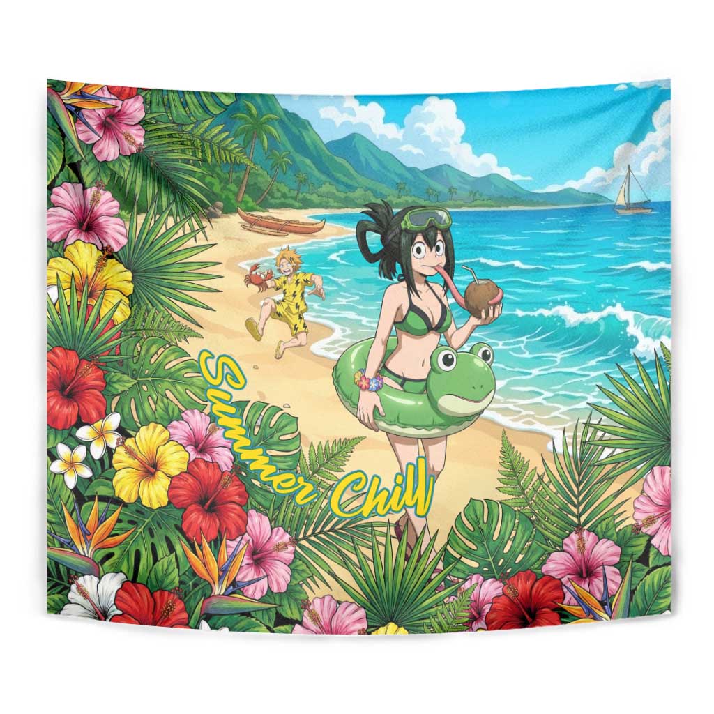 Tsuyu Asui Summer Chill Tapestry Tropical Anime Vacation Art
