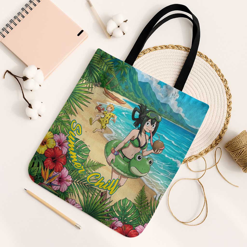 Tsuyu Asui Summer Chill Tote Bag Tropical Anime Vacation Art
