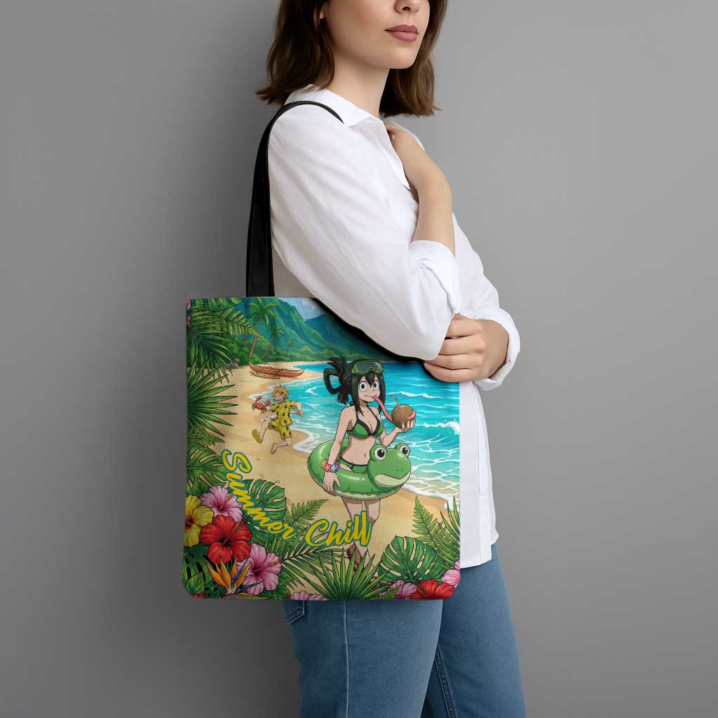 Tsuyu Asui Summer Chill Tote Bag Tropical Anime Vacation Art
