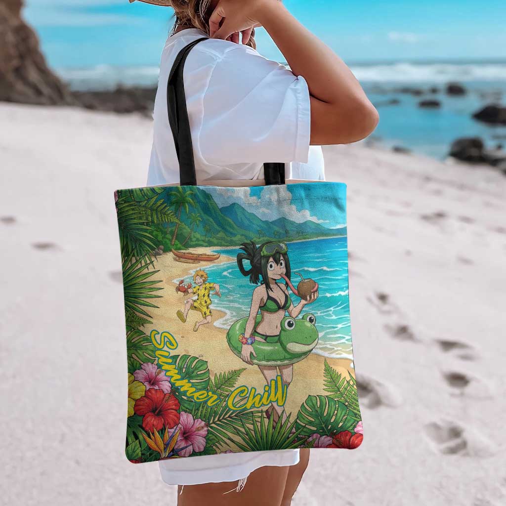 Tsuyu Asui Summer Chill Tote Bag Tropical Anime Vacation Art