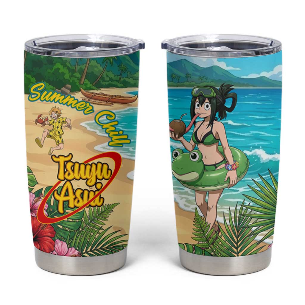 Tsuyu Asui Summer Chill Tumbler Cup Tropical Anime Vacation Art