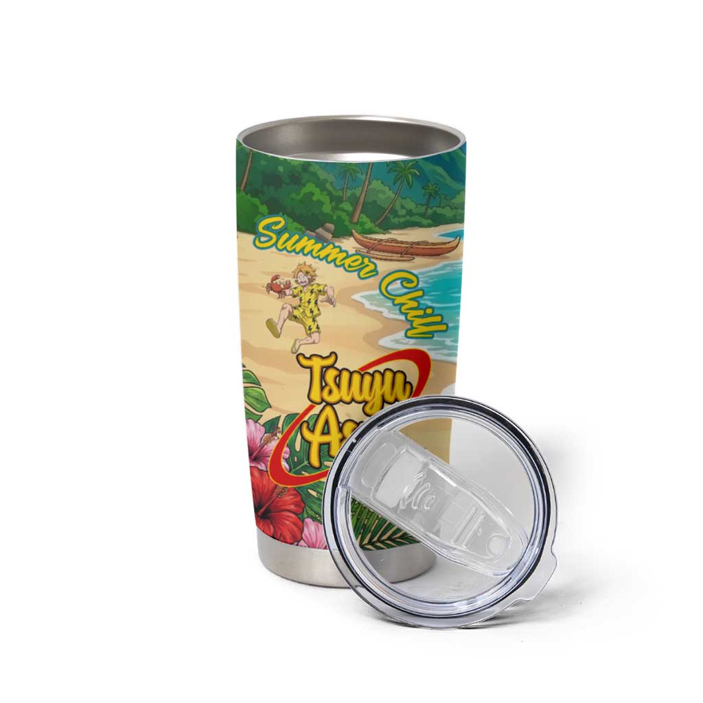 Tsuyu Asui Summer Chill Tumbler Cup Tropical Anime Vacation Art