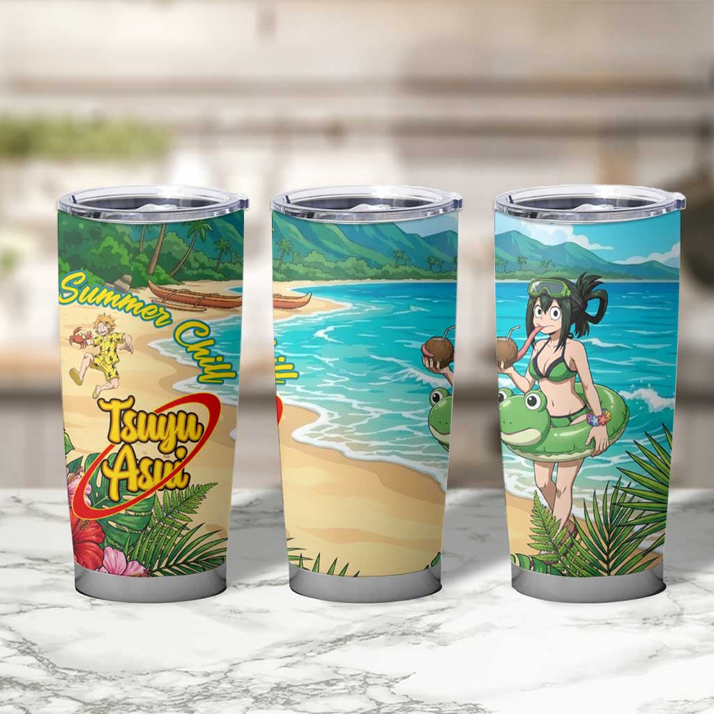 Tsuyu Asui Summer Chill Tumbler Cup Tropical Anime Vacation Art