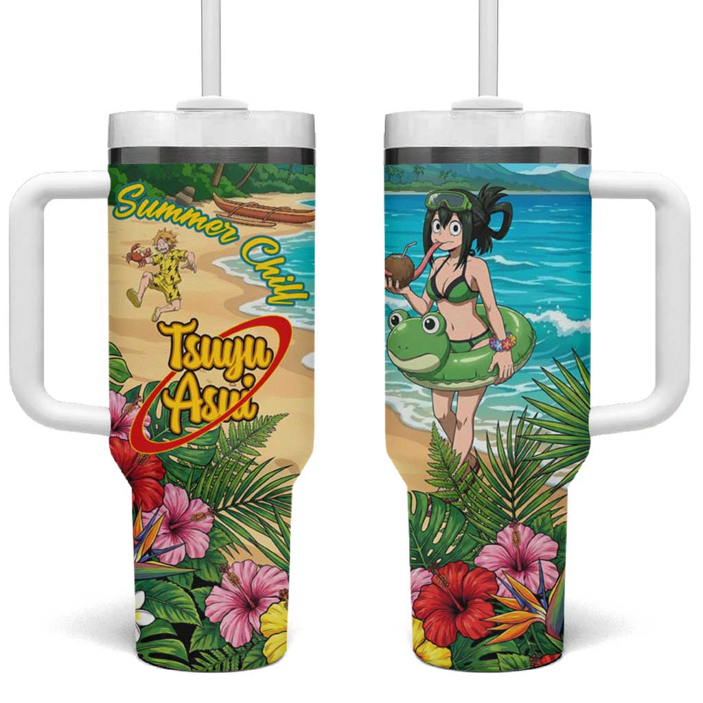 Tsuyu Asui Summer Chill Tumbler With Handle Tropical Anime Vacation Art