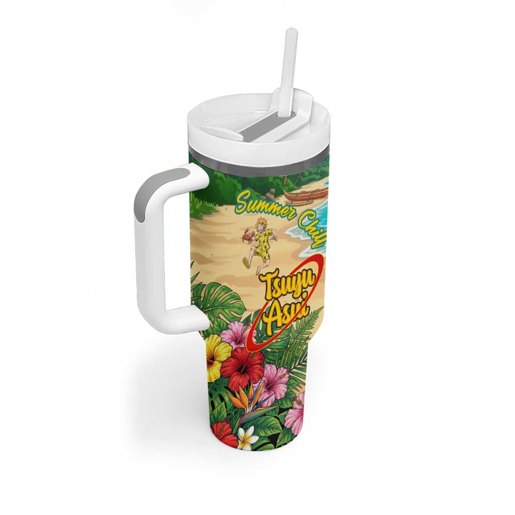 Tsuyu Asui Summer Chill Tumbler With Handle Tropical Anime Vacation Art