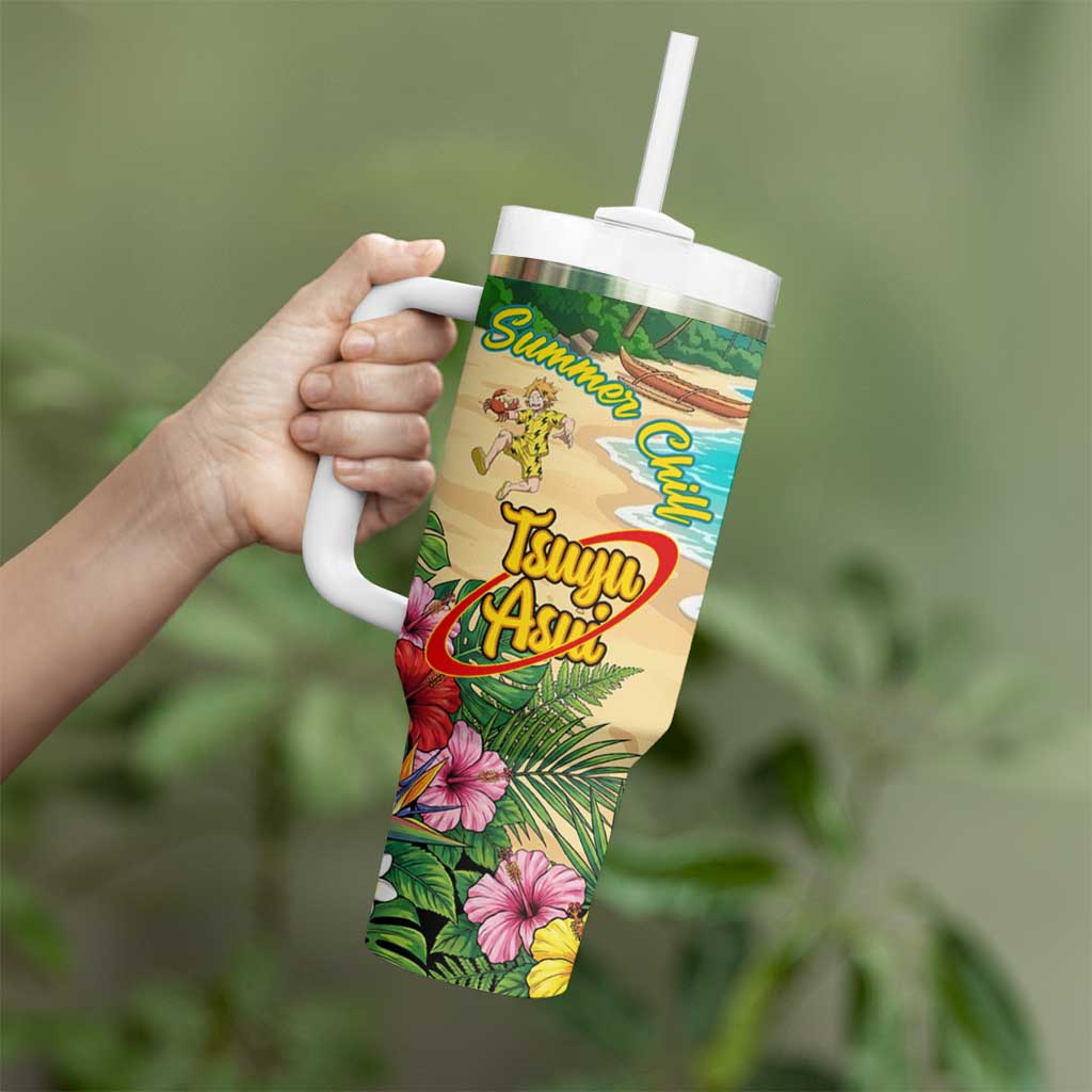 Tsuyu Asui Summer Chill Tumbler With Handle Tropical Anime Vacation Art