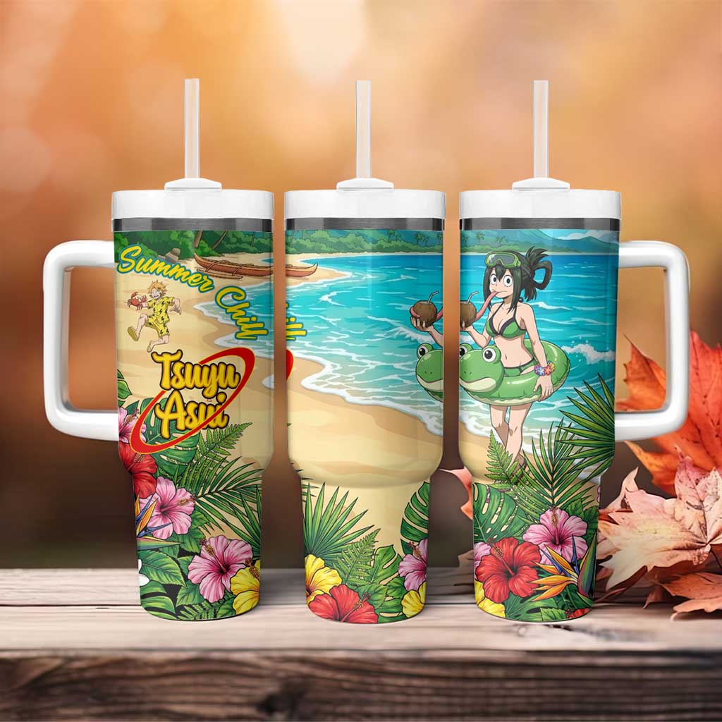Tsuyu Asui Summer Chill Tumbler With Handle Tropical Anime Vacation Art