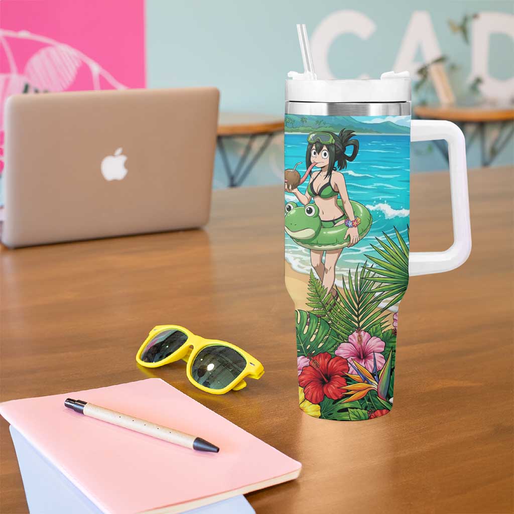 Tsuyu Asui Summer Chill Tumbler With Handle Tropical Anime Vacation Art