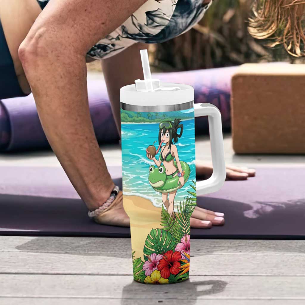 Tsuyu Asui Summer Chill Tumbler With Handle Tropical Anime Vacation Art