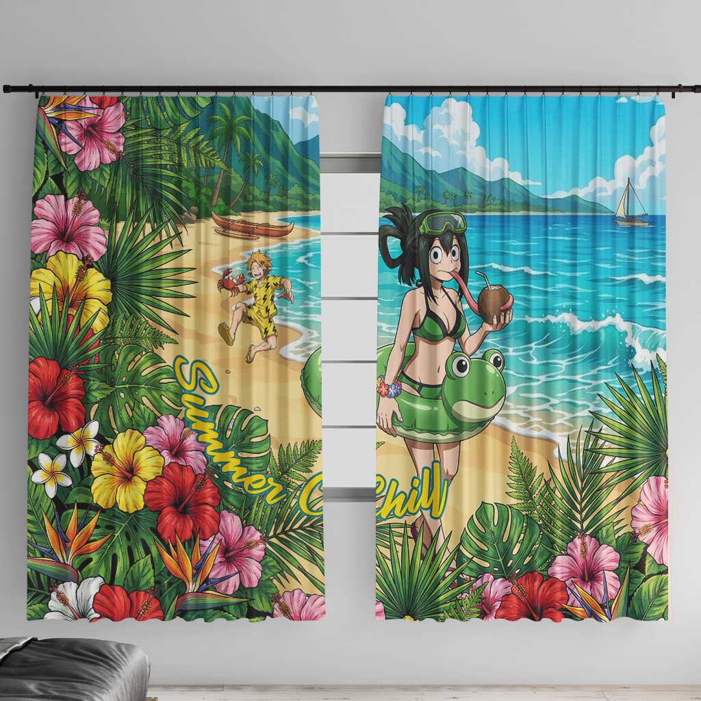 Tsuyu Asui Summer Chill Window Curtain Tropical Anime Vacation Art