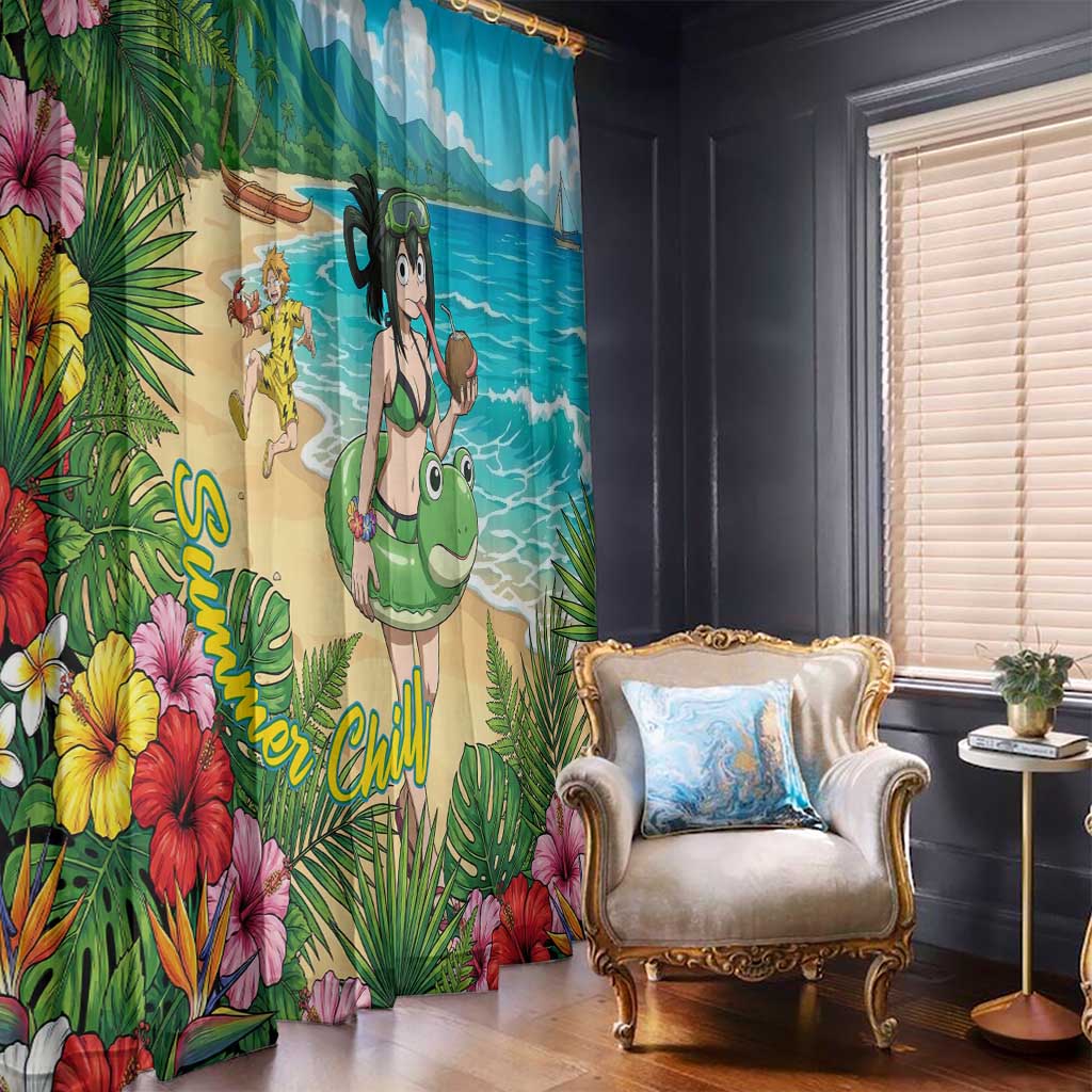Tsuyu Asui Summer Chill Window Curtain Tropical Anime Vacation Art