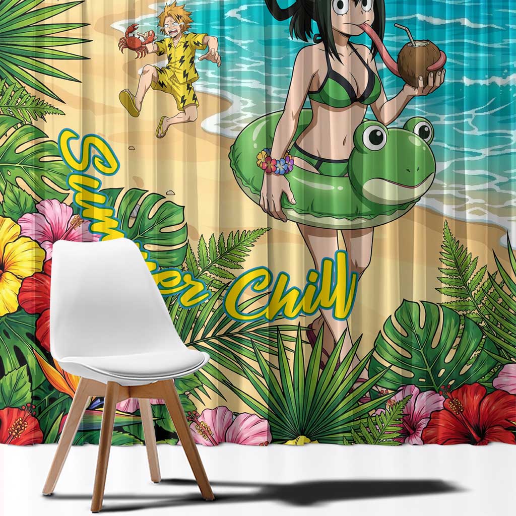 Tsuyu Asui Summer Chill Window Curtain Tropical Anime Vacation Art