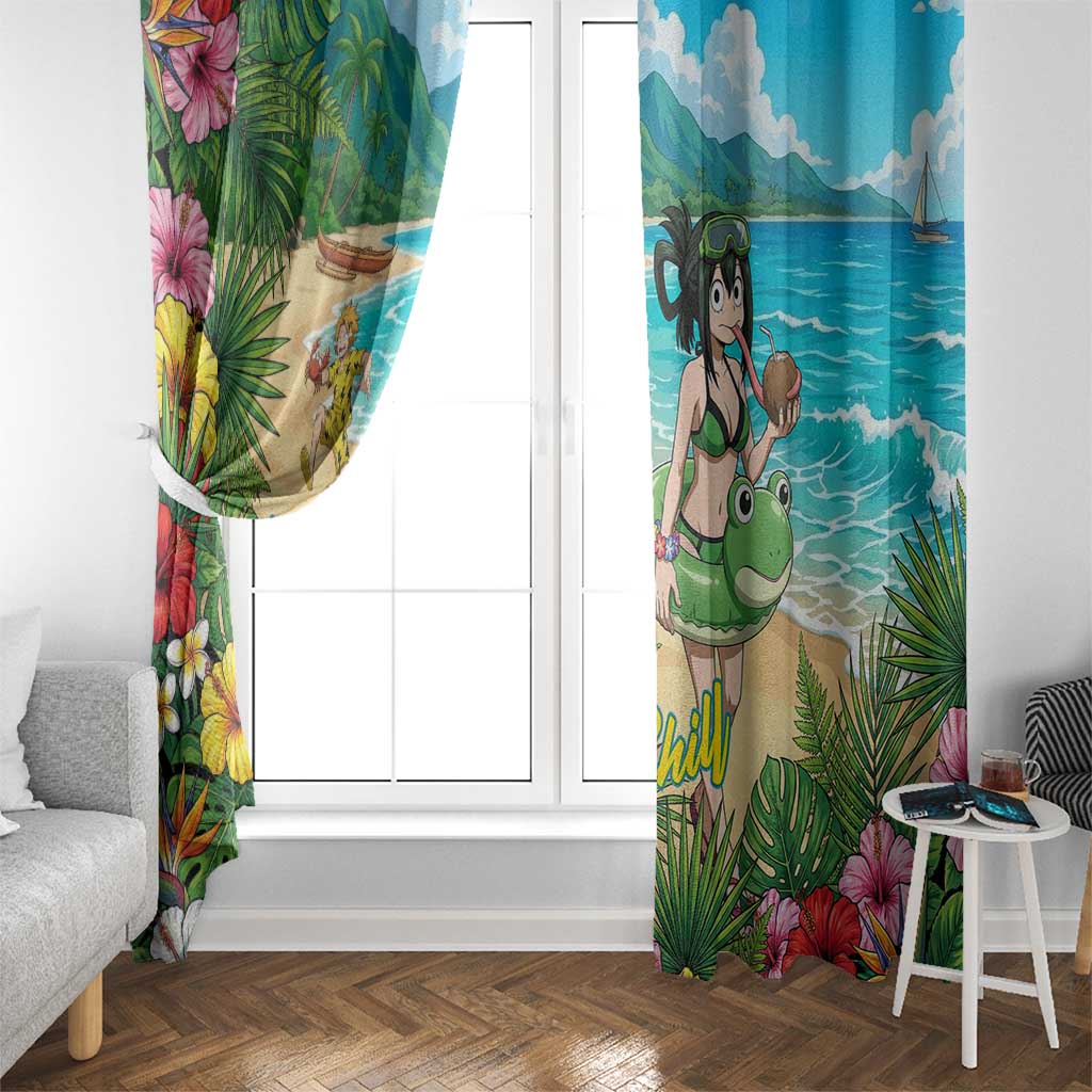 Tsuyu Asui Summer Chill Window Curtain Tropical Anime Vacation Art