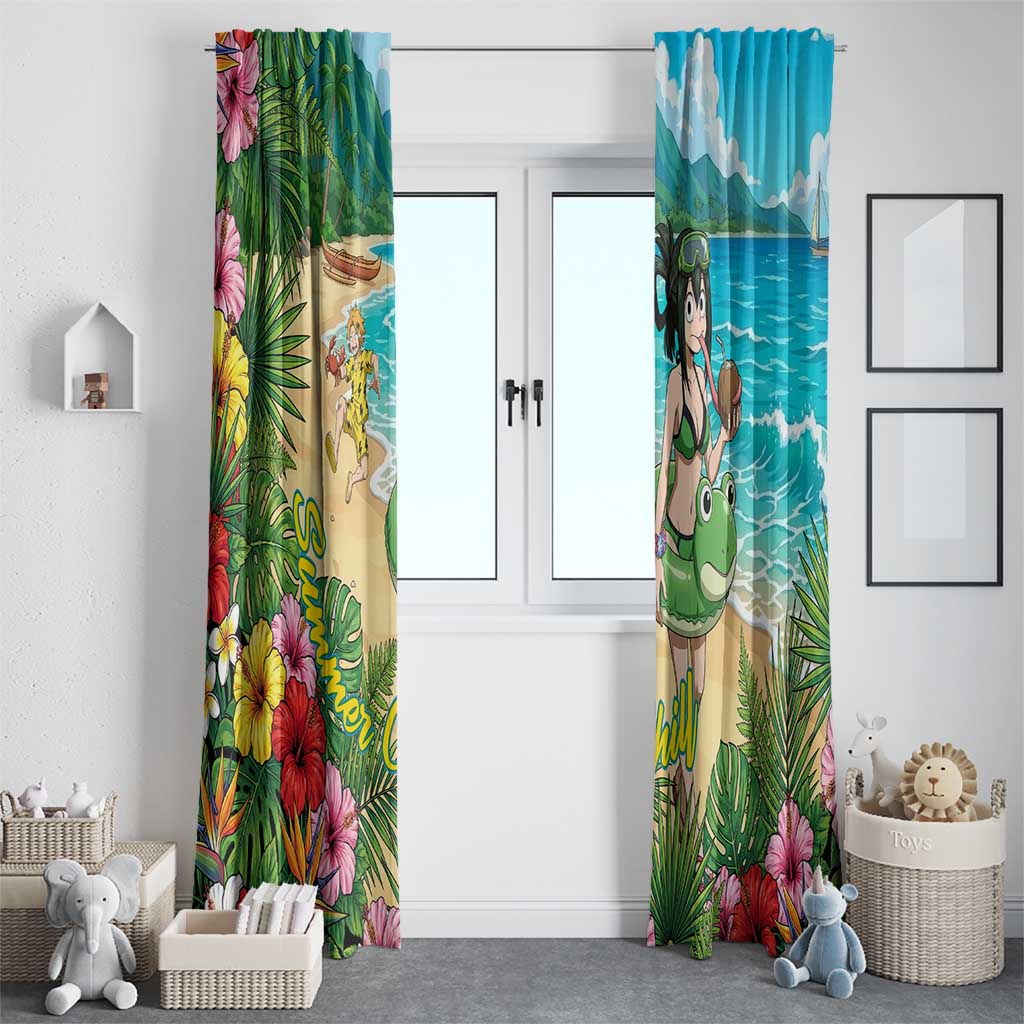 Tsuyu Asui Summer Chill Window Curtain Tropical Anime Vacation Art