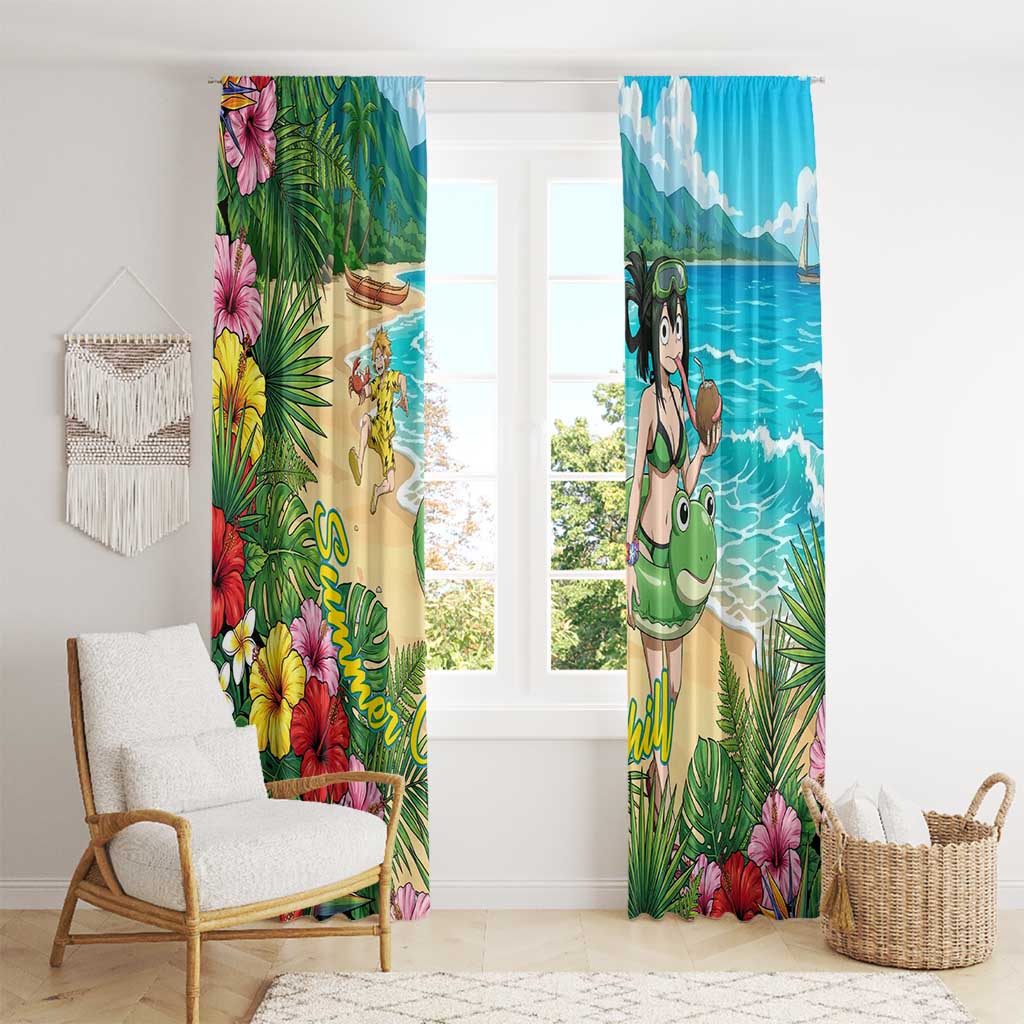 Tsuyu Asui Summer Chill Window Curtain Tropical Anime Vacation Art