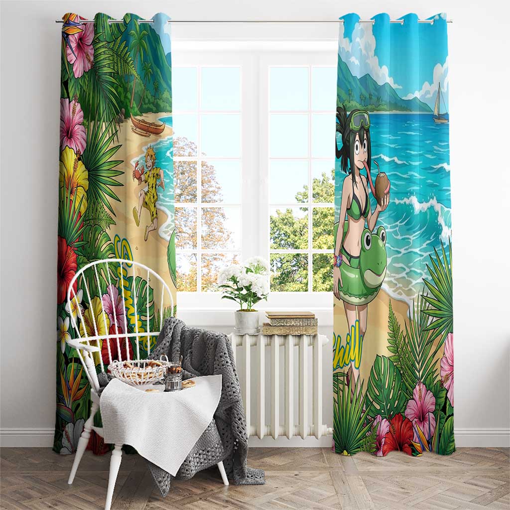 Tsuyu Asui Summer Chill Window Curtain Tropical Anime Vacation Art