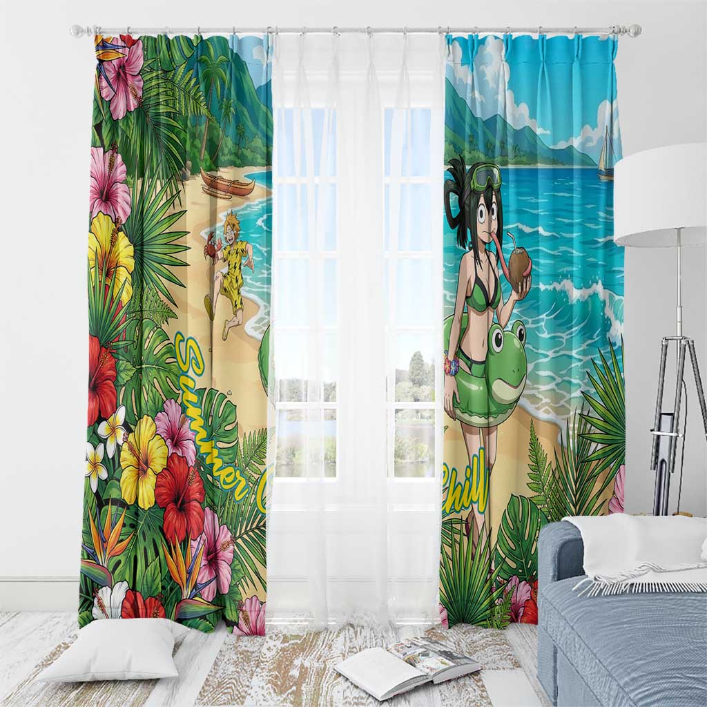 Tsuyu Asui Summer Chill Window Curtain Tropical Anime Vacation Art