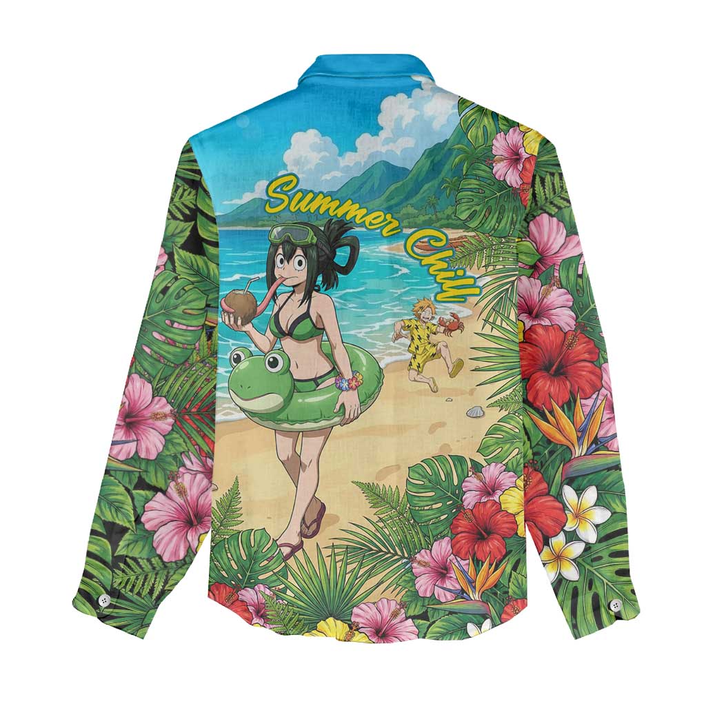 Tsuyu Asui Summer Chill Women Casual Shirt Tropical Anime Vacation Art