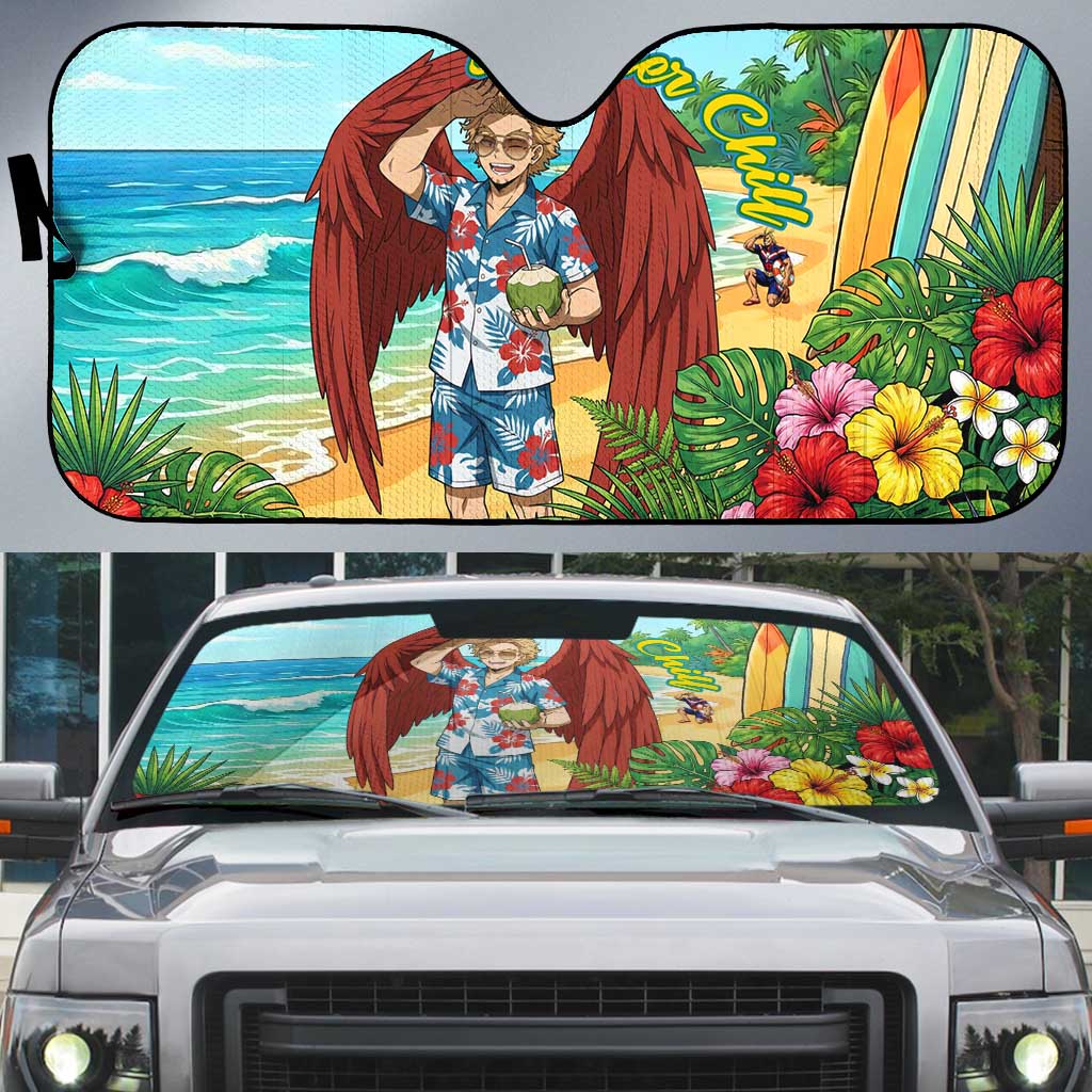 Hawks Summer Chill Auto Sun Shade Tropical Anime Beach Vibes