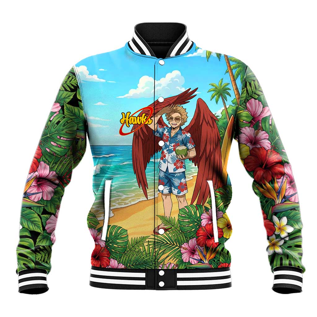 Hawks Summer Chill Baseball Jacket Tropical Anime Beach Vibes