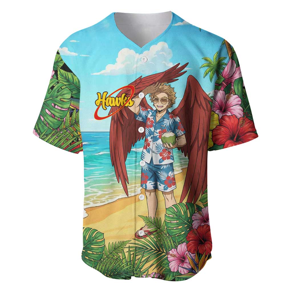 Hawks Summer Chill Baseball Jersey Tropical Anime Beach Vibes