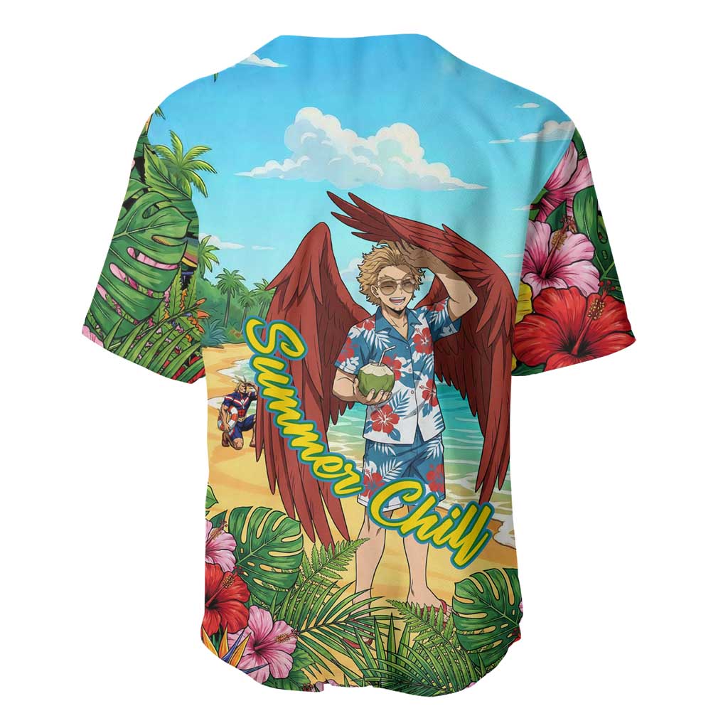 Hawks Summer Chill Baseball Jersey Tropical Anime Beach Vibes