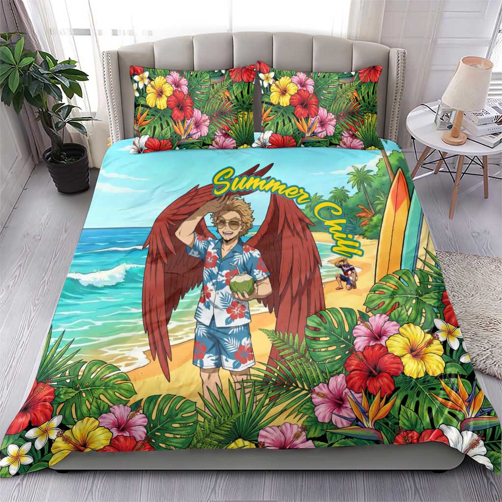 Hawks Summer Chill Bedding Set Tropical Anime Beach Vibes