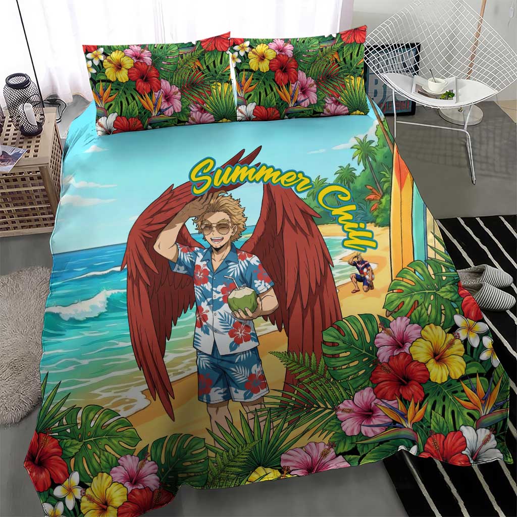 Hawks Summer Chill Bedding Set Tropical Anime Beach Vibes