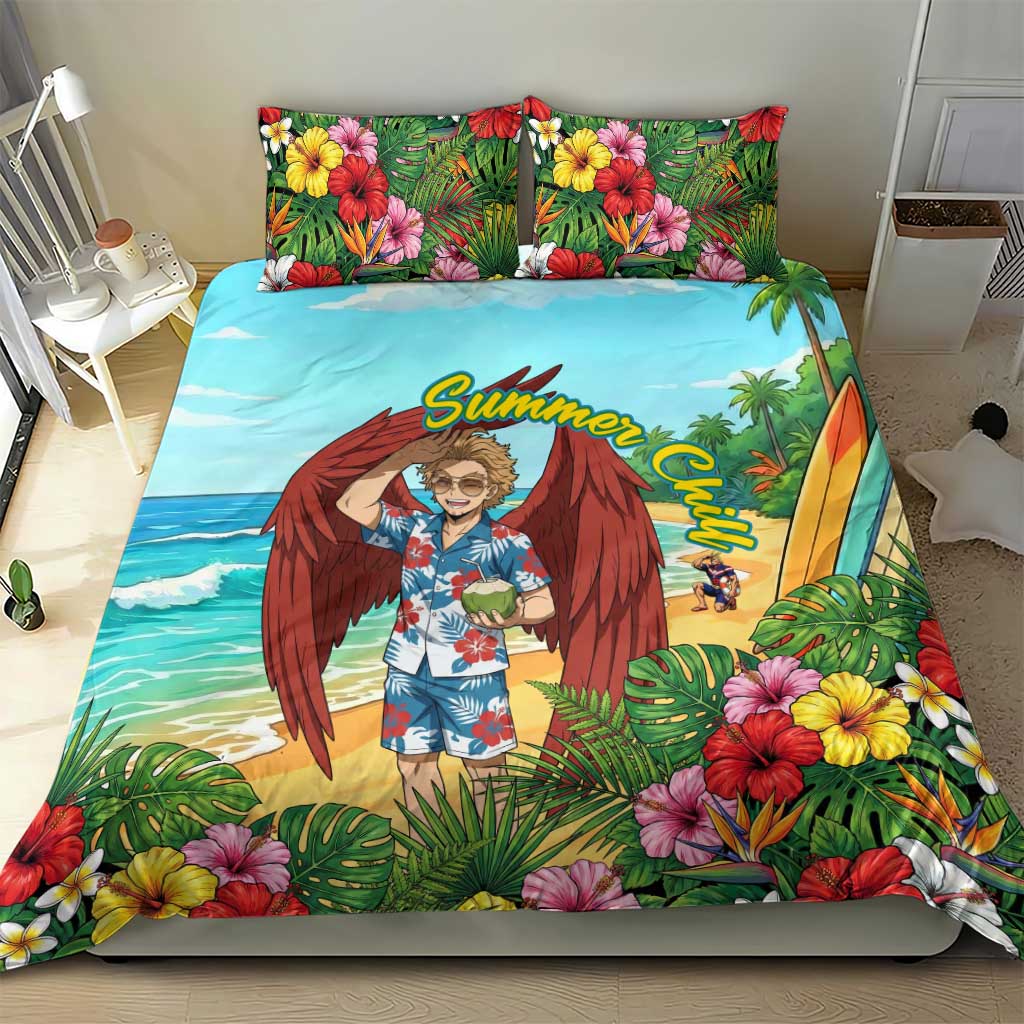 Hawks Summer Chill Bedding Set Tropical Anime Beach Vibes