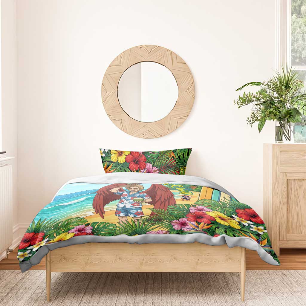 Hawks Summer Chill Bedding Set Tropical Anime Beach Vibes