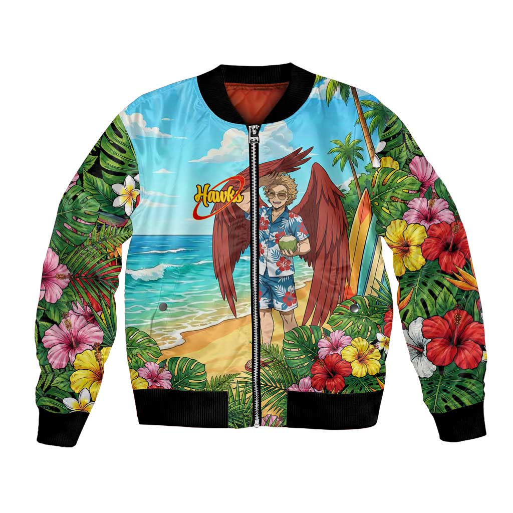 Hawks Summer Chill Bomber Jacket Tropical Anime Beach Vibes