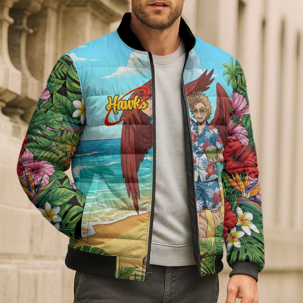 Hawks Summer Chill Bomber Puffer Jacket Tropical Anime Beach Vibes