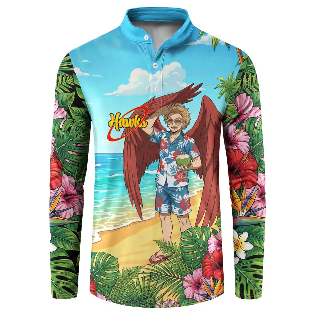 Hawks Summer Chill Button Sweatshirt Tropical Anime Beach Vibes