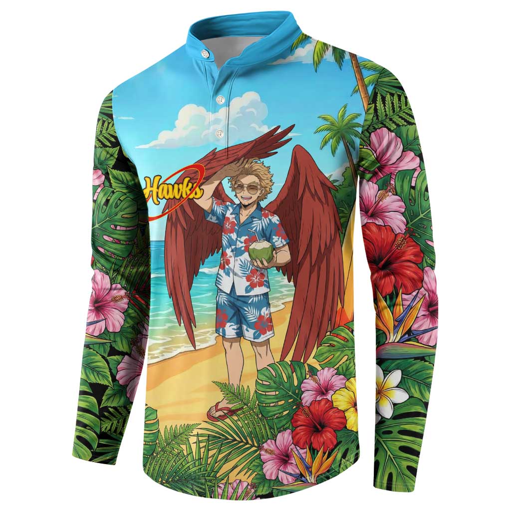 Hawks Summer Chill Button Sweatshirt Tropical Anime Beach Vibes