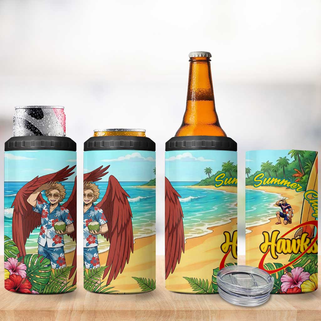 Hawks Summer Chill 4 in 1 Can Cooler Tumbler Tropical Anime Beach Vibes