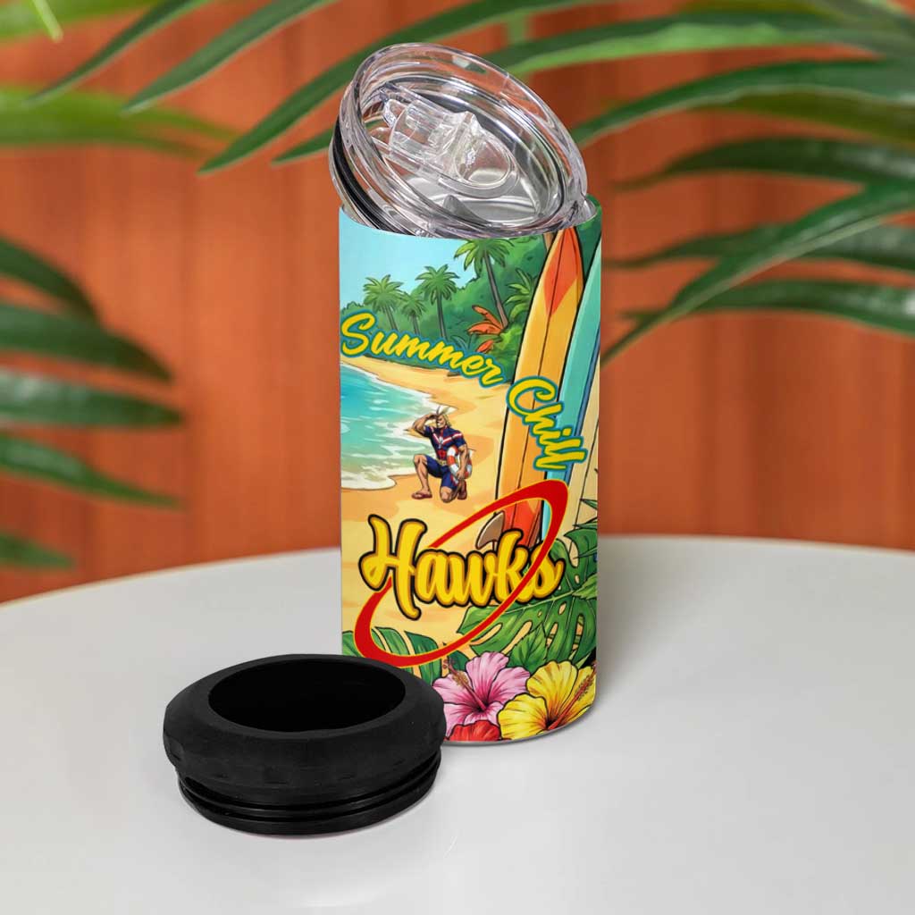 Hawks Summer Chill 4 in 1 Can Cooler Tumbler Tropical Anime Beach Vibes