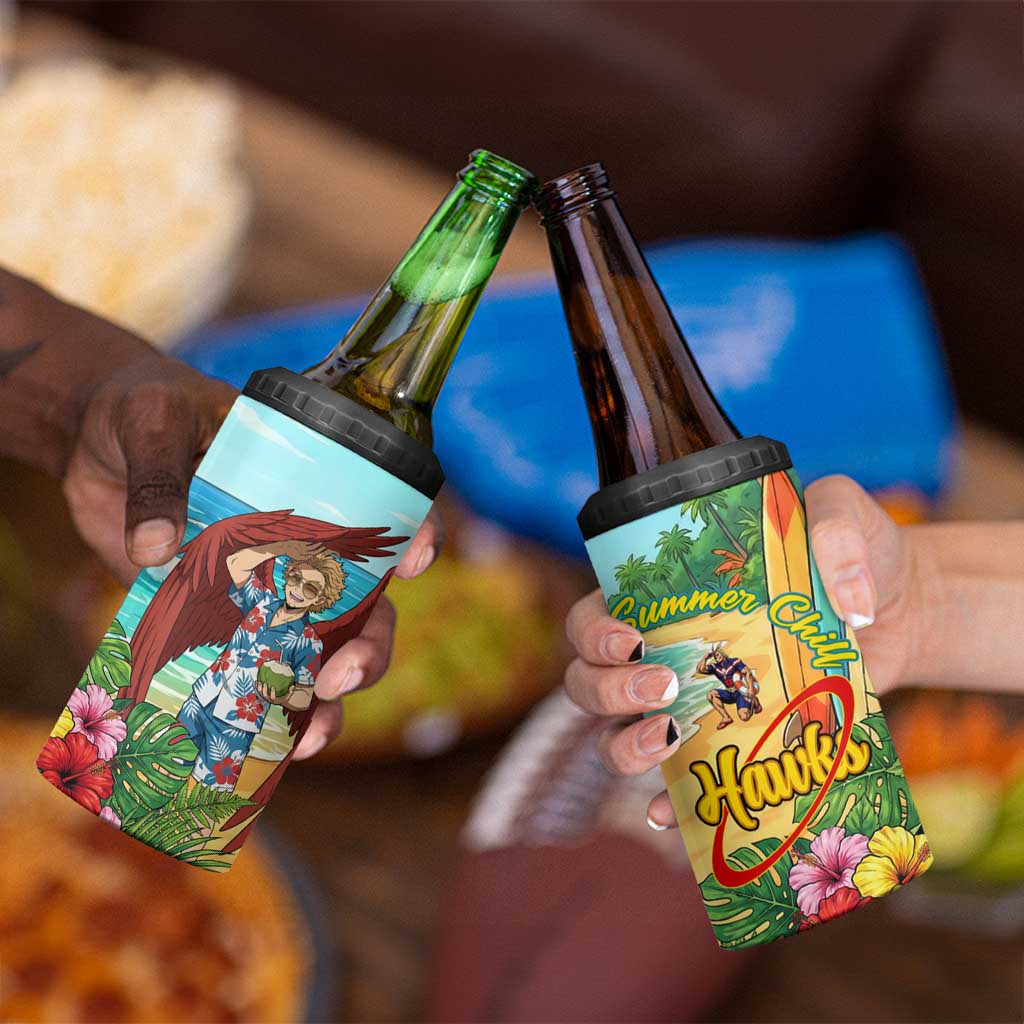Hawks Summer Chill 4 in 1 Can Cooler Tumbler Tropical Anime Beach Vibes