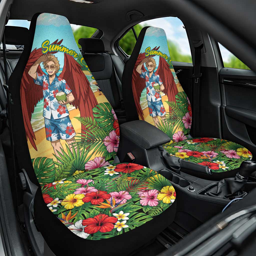 Hawks Summer Chill Car Seat Cover Tropical Anime Beach Vibes