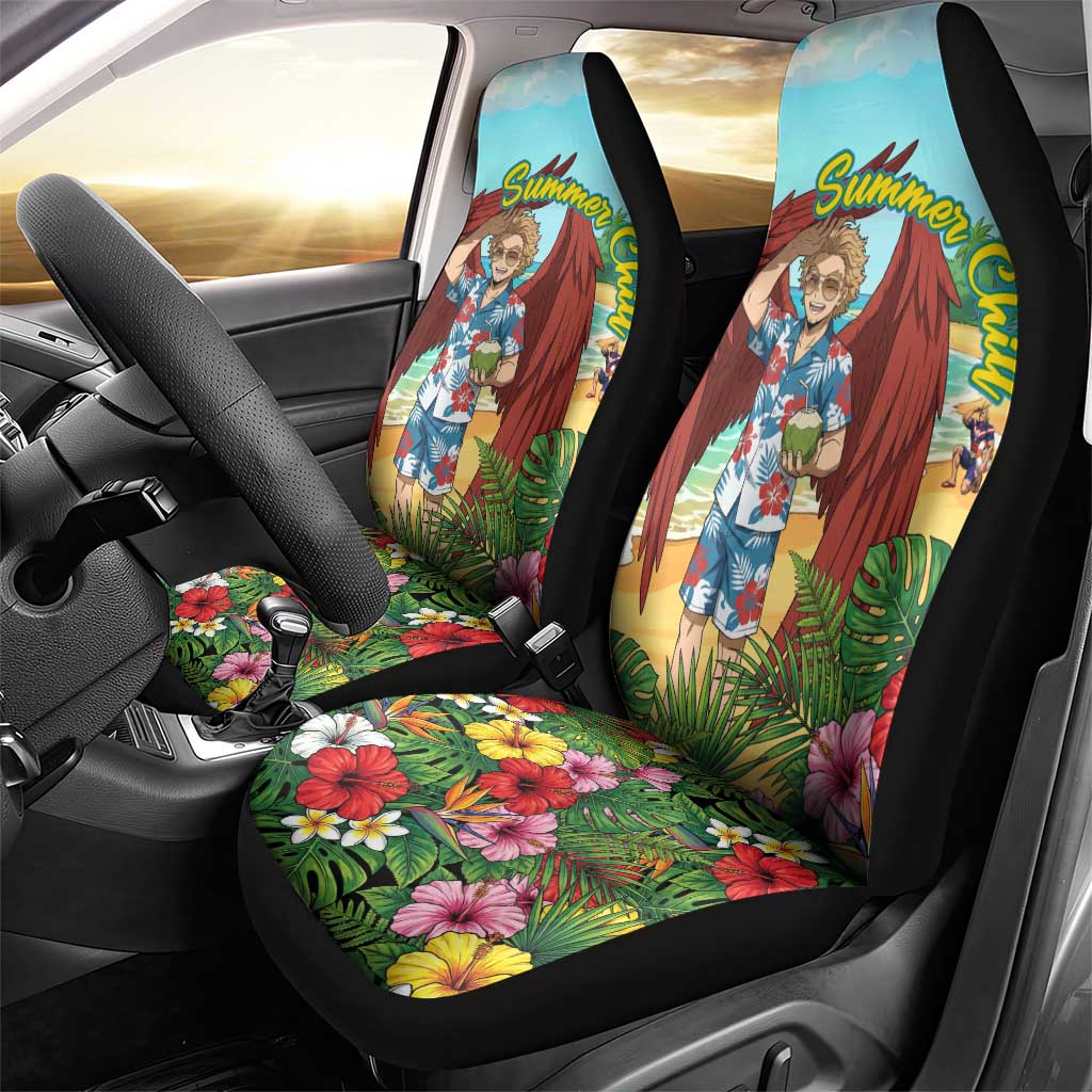 Hawks Summer Chill Car Seat Cover Tropical Anime Beach Vibes