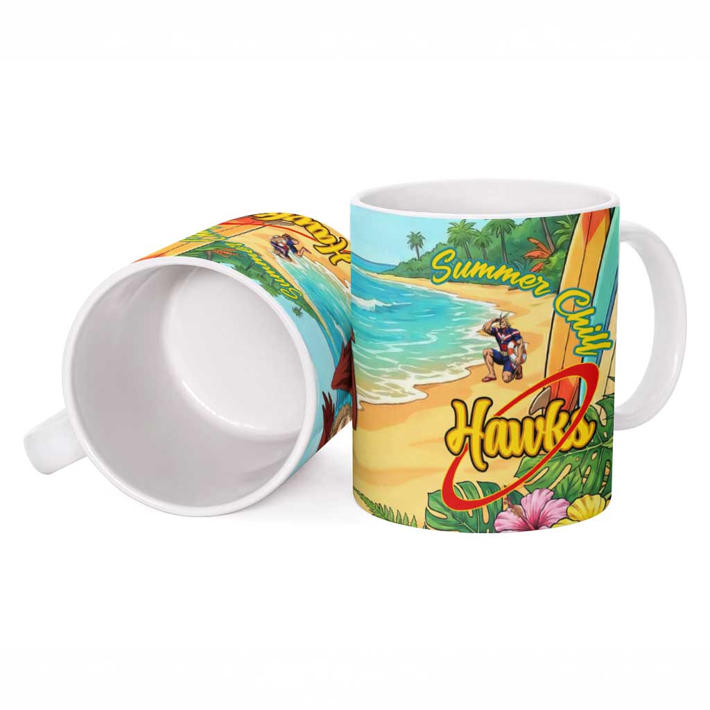 Hawks Summer Chill Ceramic Mug Tropical Anime Beach Vibes