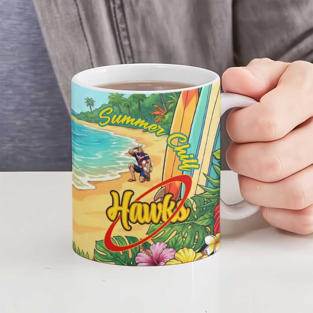 Hawks Summer Chill Ceramic Mug Tropical Anime Beach Vibes