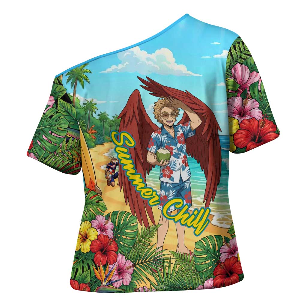Hawks Summer Chill Cross Shoulder Shirt Tropical Anime Beach Vibes