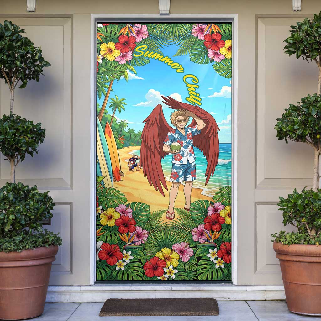 Hawks Summer Chill Door Cover Tropical Anime Beach Vibes