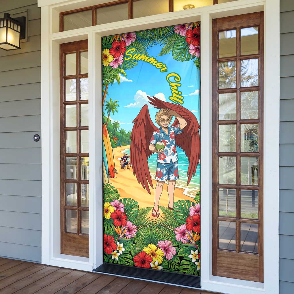 Hawks Summer Chill Door Cover Tropical Anime Beach Vibes