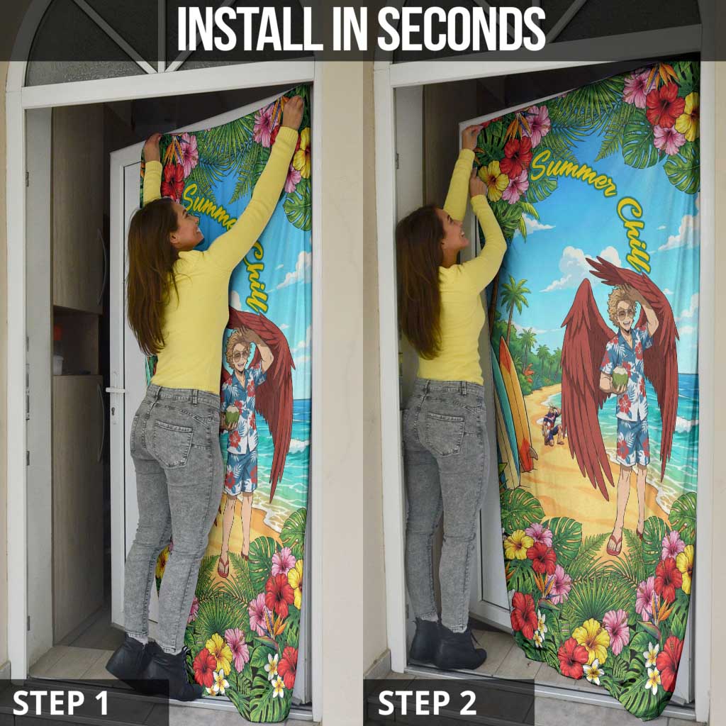 Hawks Summer Chill Door Cover Tropical Anime Beach Vibes