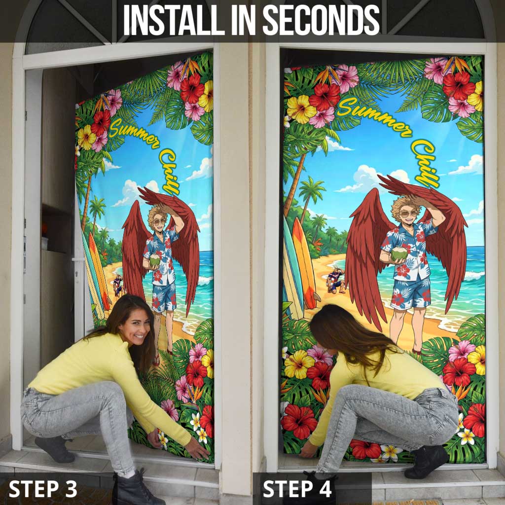 Hawks Summer Chill Door Cover Tropical Anime Beach Vibes